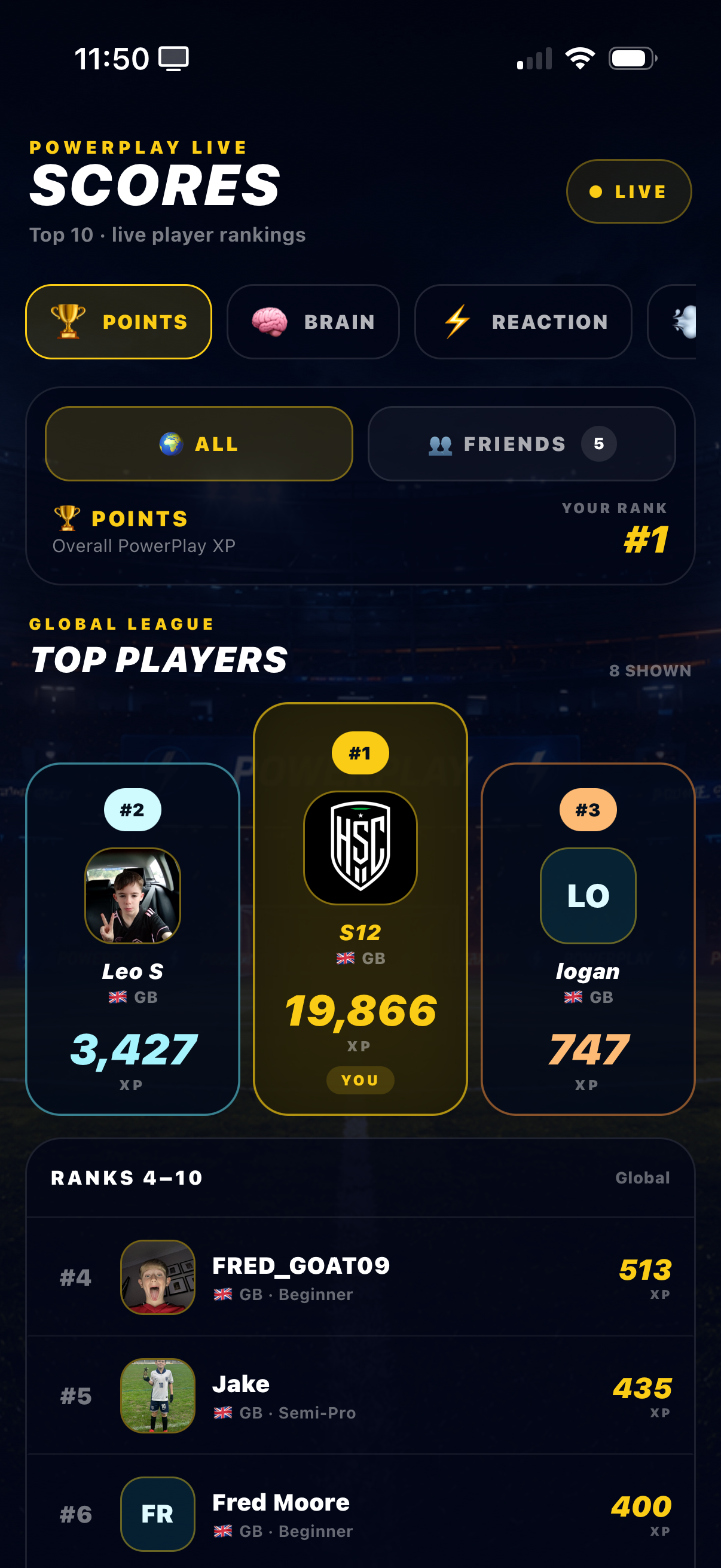 PowerPlay Tek live global leaderboard rankings