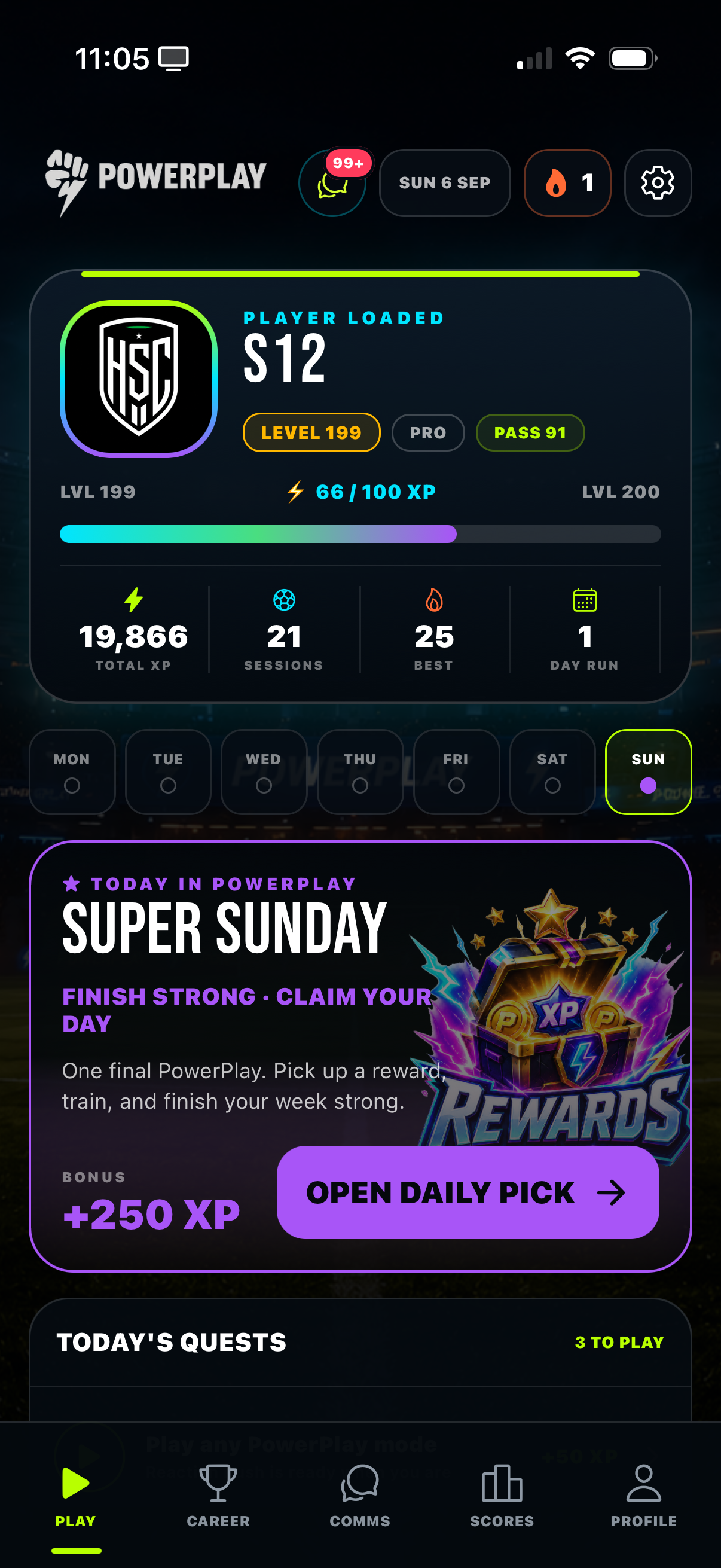 PowerPlay Tek home lobby screen